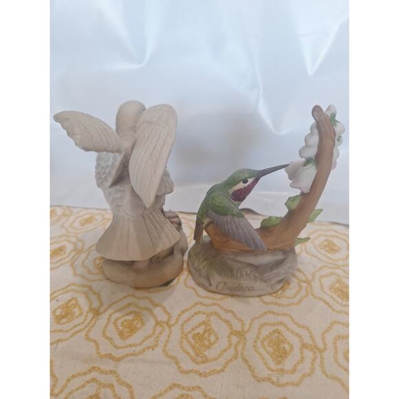 Andrea by Sadek Hummingbird & Royal Crown Dove Figurine Pair – 1980s Porcelain - Picture 4 of 12